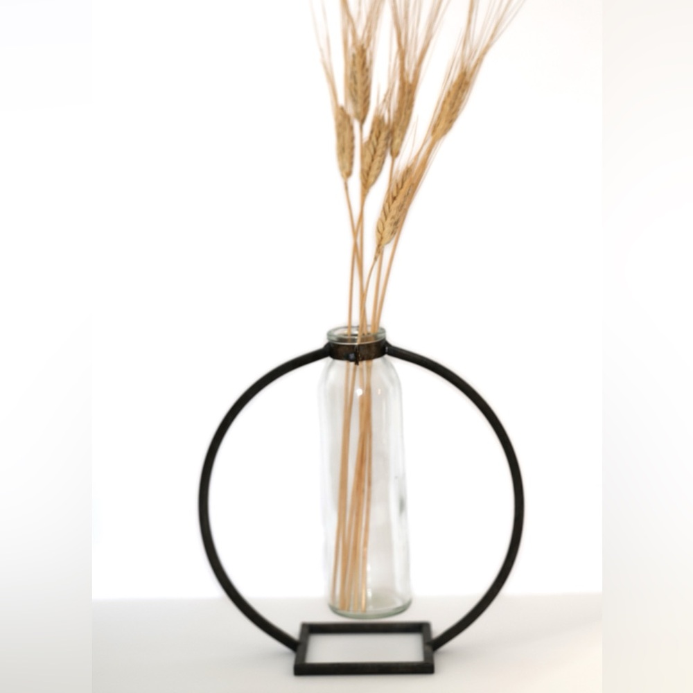 Magnolia Black-Ring Clear Glass Bottle Elise Vase